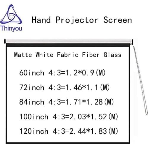 Thinyou Matte White Fabric Fiber Glass 120inch 4:3 Wall Mounted Projection Screen Canvas LED Projector Screen For Home Theate