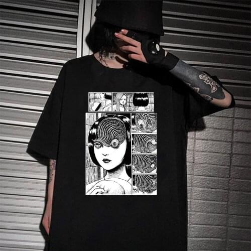Manga Junji Ito T Shirts Japanese Anime Horror Girls Shirt Graphic Tees Harajuku