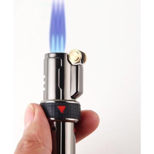 Jobon Triple Torch Lighter 3 Jet Gas Cigar Lighter Turbo Windproof Powerful Metal Spray Gun Kitchen Pipe Flint Lighter Outdoor