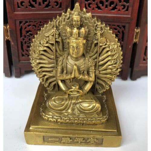 China brass Double-sided thousand hand Guanyin Buddha crafts statue