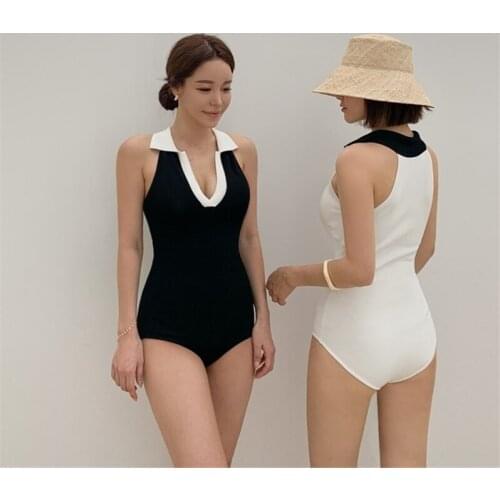 Korean Swimwear One Piece Swimwear Women Solid Swimwear Swimsuit Padded Bathing Suit sexy Monokini Beachwear Summer