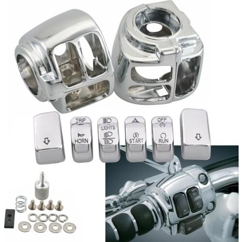Motorcycle Handlebar Control Switch Housings Chrome Switch Button Cap For Harley Dyna Sportster XL 1200 883 Softail Fat Boy