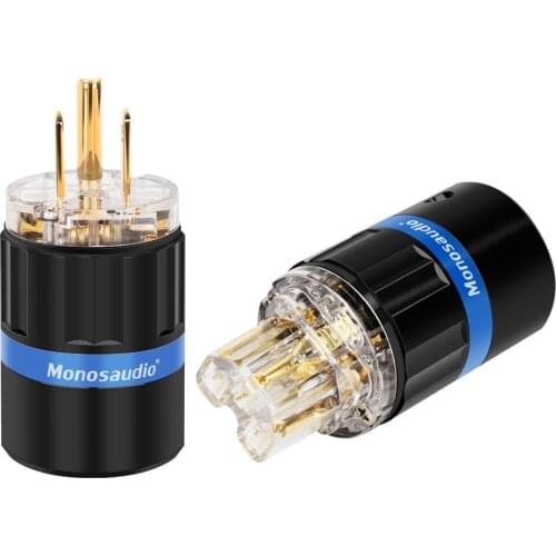 Monosaudio M105G/F105G 99.998% Pure Copper 24k Gold Plated hifi US AC Power Plug Hi-end Audio US Power Cable Connector