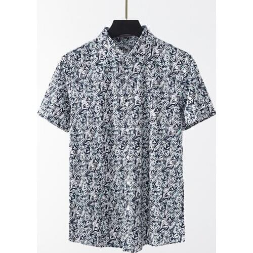 2021 summer mens fashion casual mercerized cotton shirt