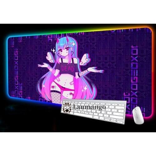 Moneko Table Pads Mouse Pad Speed Setup Gamer Accessories Carpet Keyboard Cute Manga Gaming Backlit Mat Pc Complete Mats Big Rgb