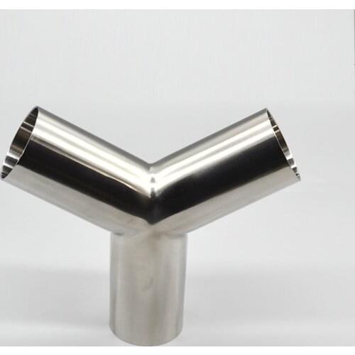 Stainless steel 304 thickness 1.5mm 2mm sanitary Y type three way exhaust pipe welding tee