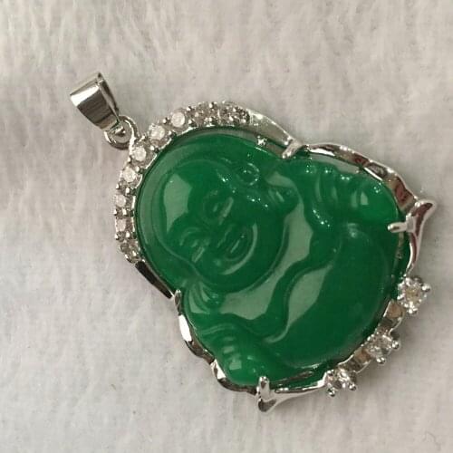 Unsex Nice design silver plated green jades with crystal pendant and Charms