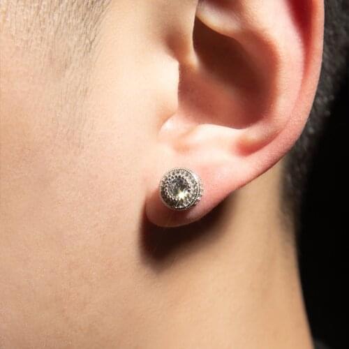 New European and American Hip-hop Round Full Zircon Earrings Unisex Hiphop High-end Trendy Earrings Earrings Hip-hop Rap