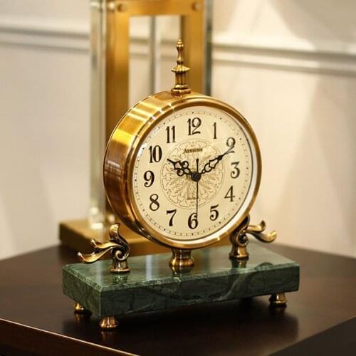 New Luxury Marble Table Clock European Home Decoration Ornaments Metal Clocks Living Room Bedroom Desk Clock Best Desk Watch