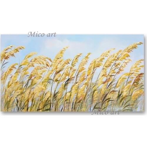 Outdoor Landscape Canvas Picture Art Real Handmade Golden Leaves Autumn Harvest Oil Painting Canvas Wall Art Free Shipping Piece