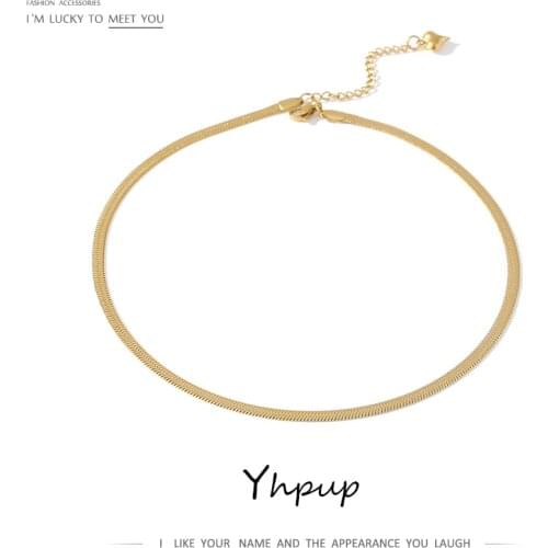 Yhpup Charm New Geometric Snake Chain Necklace Trendy Stainless Steel Jewelry Gold Metal Necklace брелок for Women Gift 2021