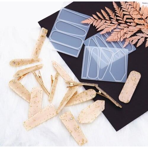 Transparent Hairpin Silicone Special Mould For Resin Real Flower DIY Hair Jewelry Making Mold epoxy resin molds with 10 Clips