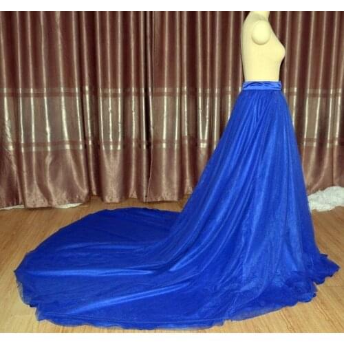 Puffy Tulle Skirts With Sweep Train Women Elegant Blue Removable skirt Tutu Skirts wedding accessories