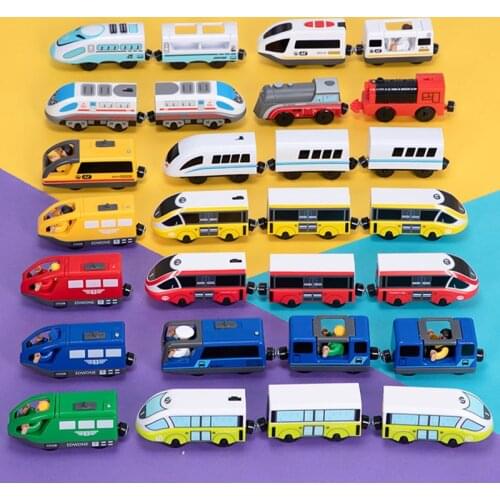 Remote Control RC Electric Small Train Toys Set Connected with Wooden Railway Track Train Diecast Toy Interesting Toys for Child