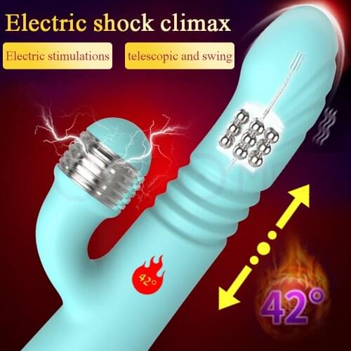 Realistic Dildo Vibrator Electric Shock Heating Telescopic Vibrating Big Penis Sex Toy for Women Beads Swing Dildo Vibrator