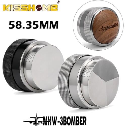 58.35mm Ajustable Coffee Tamper Espresso Distributor Powder Hammer Rose Stainless Steel Three Angled Slope shaped Base Accessory