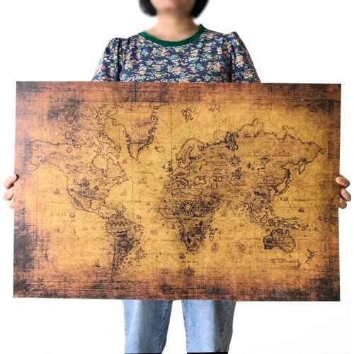 Retro Nostalgic Kraft Paper Poster World Nautical Map Treasure Map Classic Movie Poster Bar Cafe Dormitory Decoration Painting