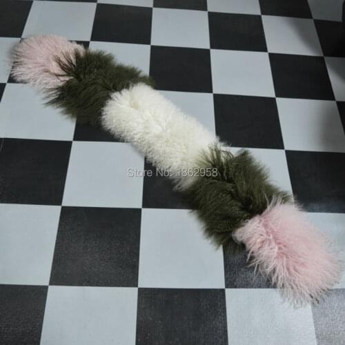 China Post Free Shipping SJ795 New Arrival 2019 Autumn Winter Girls Light Pink Olive White Combined Sheep Fur Scarf