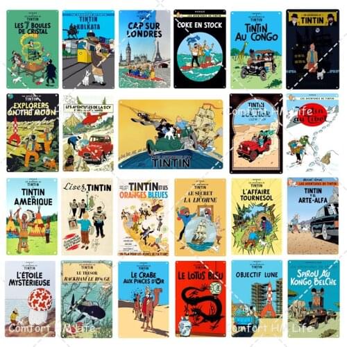 Tintin Explore Gamer Metal Plaque Vintage Tin Sign Shabby Chic Decor Metal Sign Vintage Bar Decoration Metal Poster Metal Plate