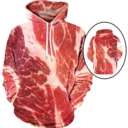 3d Meat Printed Hoodies Men Long Sleeve Drawstring Hooded Sweatshirt Pullover Tops Sudaderas Hombre Plus Size Sweatshirt Men