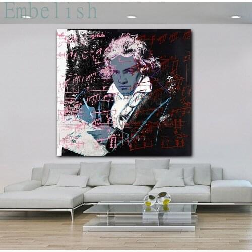 Embelish 1 Pieces Beethoven By Andy Warhol Modern Home Decor Pictures For Living Room HD Canvas Painting Bedroom Posters Framed