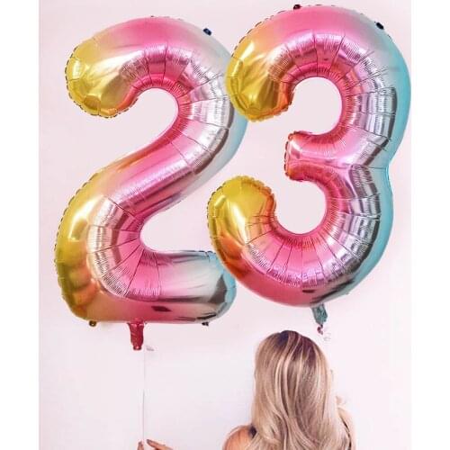 40 inch Rainbow Gradient Colorful Big Size Number 0-9 Foil Helium Balloons Birthday Party Celebration Decoration Large Globos