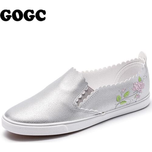 GOGC Fashion White Split Leather Women Chunky Sneakers White Shoes Lace Up Tenis Feminino Zapatos De Mujer Platform Women Casua