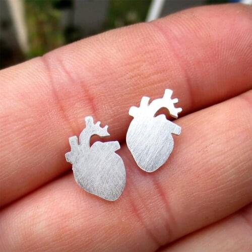 Trend New 2021 Human Organs Heart Earrings For Women Cute Jewelry Gold Silver Color Stainless Steel Stud Piercing Earring Gift