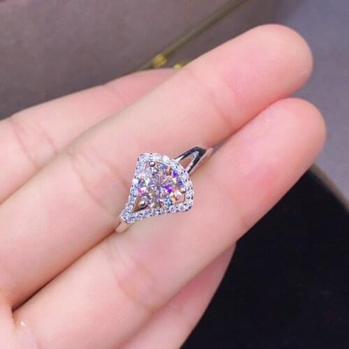 2021 Sterling Silver Fashion Hot Selling Adjustable Ring Simulation Moissan Diamond Fan-shaped Full Diamond For Women Jewelry