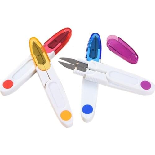 1pcs Stainless Steel Trimmer Cross-stitch Clipper Snip Thread Cutter With Cover Sewing Scissors Accessory Tools U-shaped Scissor