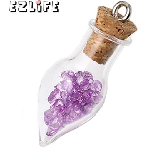 10x Tiny Tear Drop Glass Bottle Dried Flower Cork Vial DIY Necklace Pendants Small Glass Bottles MS060
