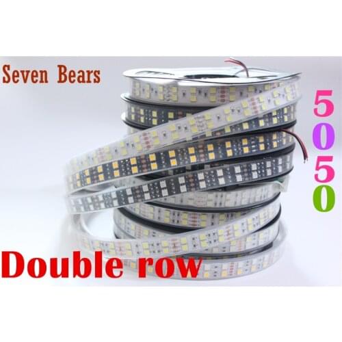 DC12V 24V 120leds/m White/Black PCB led strip 5050 5m/reel double row Waterproof IP67 IP20 warm white/white/RGB led tape light