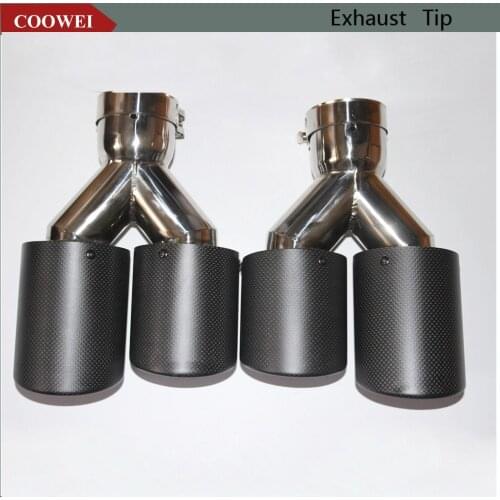 2PCS 57MM Inlet 89MM Outlet Auto Exhaust End Tips Dual Exhaust Pipe with Carbon Fiber (Left and right )