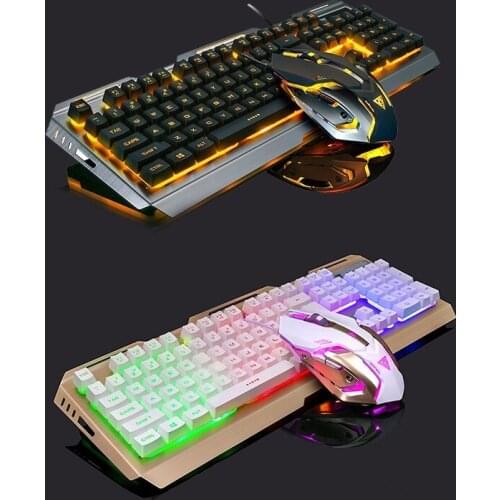 2020 New V1 Ergonomic USB wired LED Fashion Backlit Game mechanical keyboard and mouse set for PC Laptop