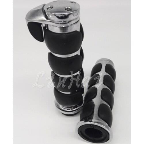 2x Custom Motorcycle Chrome Billet Aluminum Bar End Cap Hand Grips 1" Handlebar