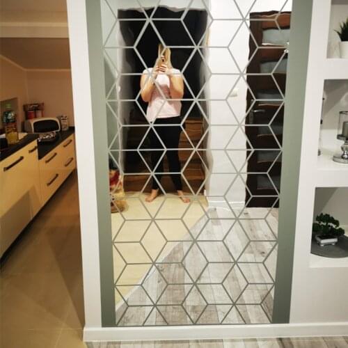 28PCS 51x90cm DIY 3D Mirror Wall Sticker Acrylic Diamonds Mirror Stickers Wall Decals Art for Girls Rooms Home Decoration NEW