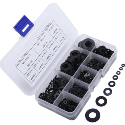 500Pcs Plastic Gasket Nylon Washer Insulating Gasket Flat Washer Washer M2 M2.5 M3 M4 M5 M6 M8 M10