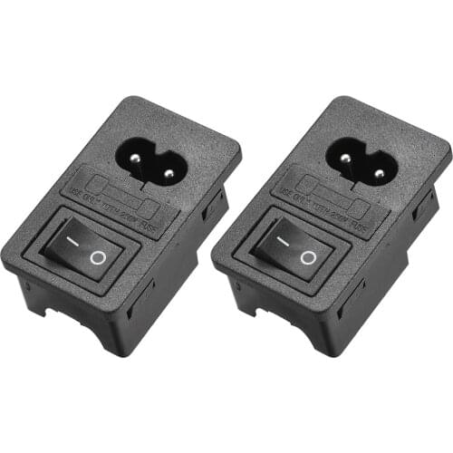 Uxcell C8-8 Plug Adapter 250V 10A 2P 1.5mm Buckle IEC Inlet Plug Power Connector Socket 2P Fuse Switch 2pcs