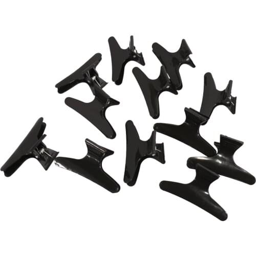 Black Sturdy Butterfly Hair Clamp Clips, 12/pack, Hair Grip Claws for Hair Salon