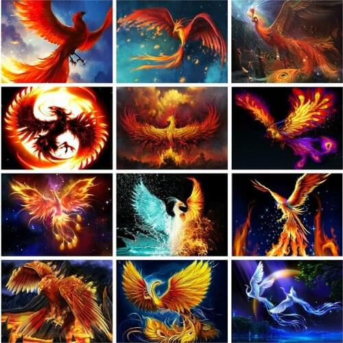 CraftArtGo 5D DIY Diamond Embroidery Phoenix Full Square Round Rhinestone Mosaic Painting Cross Stitch Flowers Diamond Kit