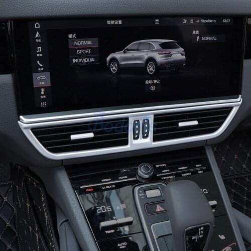 For Porsche Cayenne 2018 2019 Center AC Outlet Trim Air Conditioner Vent Cover Overlay Panel Chrome Car Styling Accessories