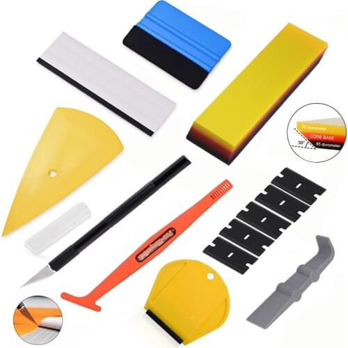 FOSHIO Carbon Fiber Vinyl Wrap Squeegee Kit Car Covering Film Sticker Remover Scraper Window Tint Decals Cutter Cleaning Tools