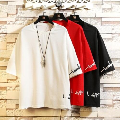 Short Sleeve Red White Black Red T Shirt For MenS 2021 Summer Tshirt Top Tees Chinese Fashion Clothes OverSize 4XL 5XL O NECK