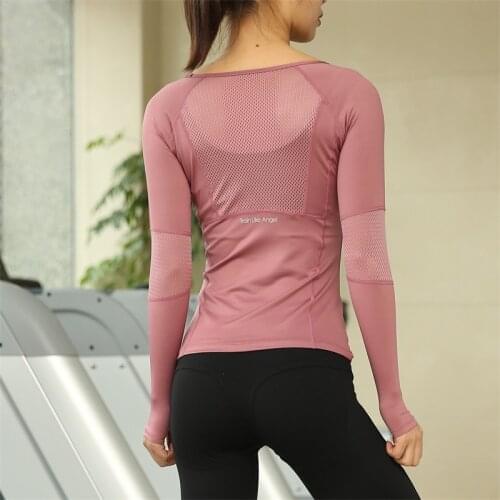New Autumn Winter Yoga Shirt Workout Sports T-shirt Womens Running Long Sleeve Tight-fitting Quick-drying Fitness Shirts