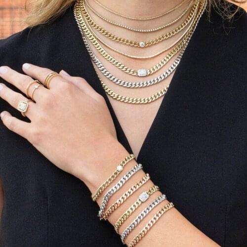 Classic Hip Hop 5MM Miami Cuban Link Chain Choker Necklace Gold silver Color Basic Punk Curb Cuban Link Chain Jewelry For Women