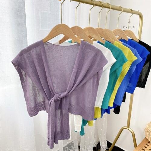 Korean Women Solid Color Knitted Fake Collars Female Dress Shirt Detachable Collar Half Top Shawl Decorative Small Cape