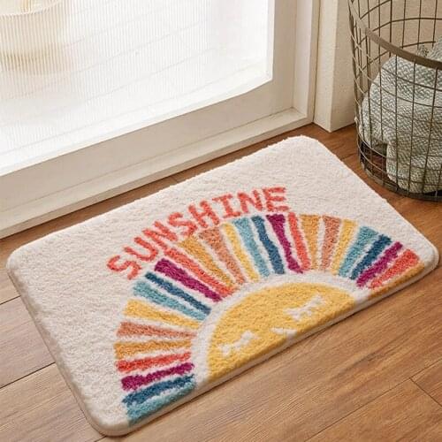 Nordic Sunshine Bathroom Mat Fluffy Carpet Area Rug Bath Room Floor Floral Absorbent Anti Slip Pad Bathmat Doormat Home Decor
