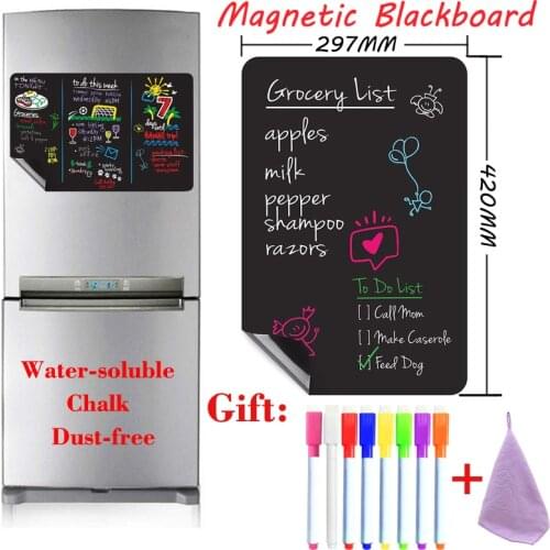 A3 Size Magnetic Blackboard Chalkboard Fridge Sticker Dust-free Chalk Board for Kids School Supplies Office Supplies Black Table