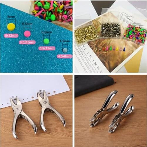 School Office Metal Single Hole Puncher Hand Paper Punch for Scrapbooking Border Round Brads Can Fix Multiple Pages of Album