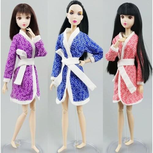 Fashion Flower Floral Bathrobe For Barbie Doll Bathroom Suit Winter Pajama Wear Sleeping Robe Casual Clothes For Barbie Toys DIY
